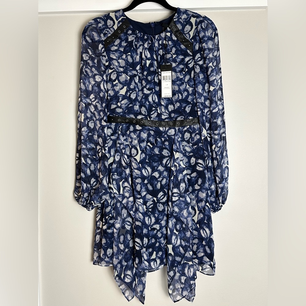Brand New with Tags BCBG Maxazaria blue floral long sleeve dress.